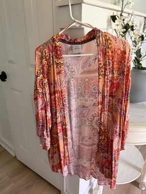 Knox Rose Pink & Orange Floral Paisley Kimono